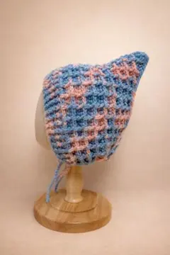 【ピンク×水色】小人ボンネット★ベビー帽子 ！おまけ付き！