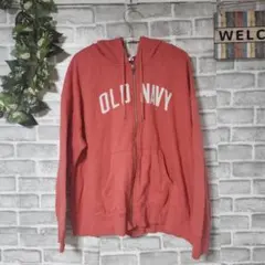 げ*ん様 OLD NAVY ロゴ ジップパーカー L ピンク フルジップ フーデ