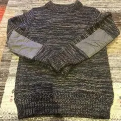 ネイビー系ニットセーター 肘パッチ付き