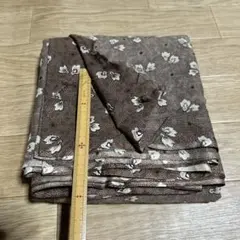 28昭和レトロ ブラウン 植物柄 生地 約75×410 未使用品