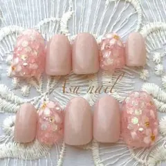 さくらネイル　ピンク　春ネイル　卒業式ネイル