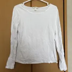ホワイト 長袖シャツ Mサイズ クルーネック