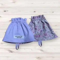 アームカバー/リバーシブル/ショート丈/シングルゴム/ループ付き【小花紫】