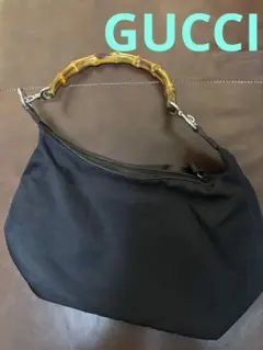 【GUCCI】グッチ バンブー ナイロン ハンドバッグ ブラック