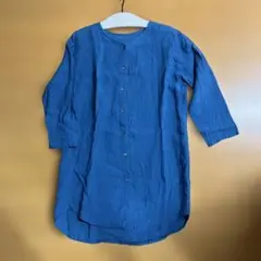 リネン　長袖ボタンシャツ　チュニック