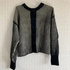 大特価 本日限定 美品 ストライプカーディガン ブラック・アイボリー