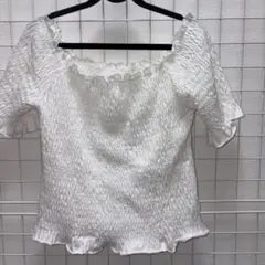 ホワイト　オフショル　トップス