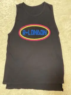 R-LONDON 蛍光ストーン装飾スリットタンクブラック美品