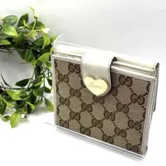 GUCCI グッチ GG モノグラム柄 キャンバス フラップウォレット ハート型 GUCCI グッチ GG モノグラム柄 キャンバス フラップウォレット