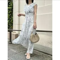 SNIDEL スナイデル Sustainableプリントフリルプリーツワンピース