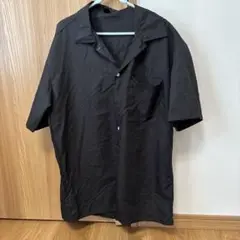 黒 半袖シャツ ボタン付き ポケットあり