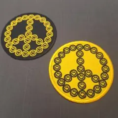 刺繡ワッペン　人気お買い得セット　peace　黒黄　2枚セット