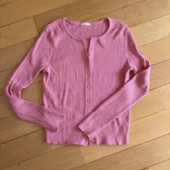 リブ編みピンクカーディガン Sサイズ