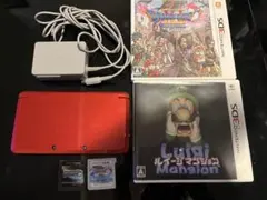 レッド ニンテンドー3DS 充電器・ゲーム4本つき・メモリーカード4GBつき