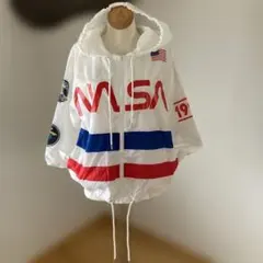 【落札者は購入義務あり】NASA メンズ フード付きナイロンジャケット 白