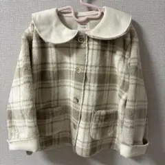 『お値下げ可能』チェック柄ジャケット 110サイズ アイボリー系