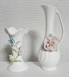 花の装飾付き陶磁器 2点セット