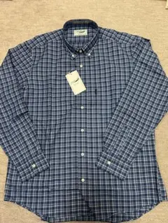 Crocodile 青系チェック L ボタンダウンシャツ