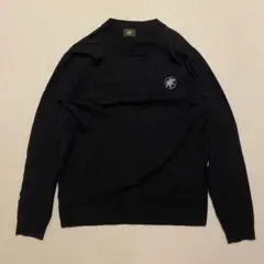 HUNTING WORLDウール　ブラック　ニット　セーター　ワンポイントロゴ
