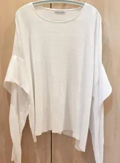 ZARA　ホワイト リブ編み ドルマンスリーブ トップス