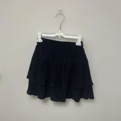 黒 プリーツミニスカート ポリエステル