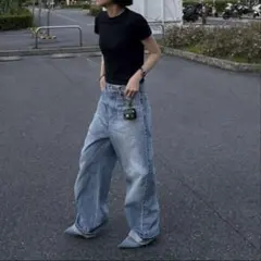 ok.soon original wide denim blue 3 新品 - メルカリ