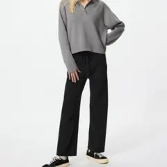 ユニクロ ウォッシャブルニットリブパンツ XL ブラック