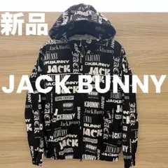 新品★24,200円 ジャックバニー フルジップフーディブルゾン ロゴ総柄 黒S
