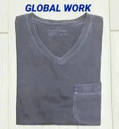 GLOBAL WORK ピグメントVネックTシャツ M ネイビー