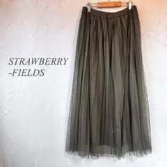 STRAWBERRY-FIELDS チュールフレアスカート カーキ ゴム1025