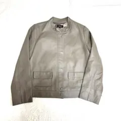 レザージャケット スタンドカラー ブラウン ラム