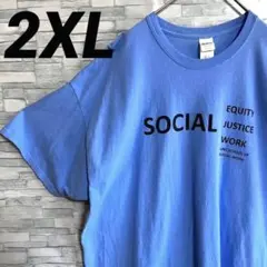 USA古着　アメリカ古着　Ｔシャツ　ギルダン　水色　2XL