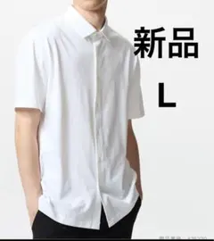 新品　ユニクロ　エアリズムコットンフルオープンポロシャツ 半袖 ホワイト　L