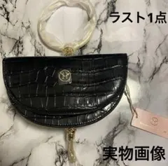 新品タグ付き❣️ZAYF 2way クロコ型押しハンドバッグ ショルダーブラック