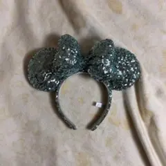 ディズニーカチューシャ　ミニーちゃんスパンコール水色