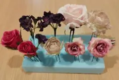 手作り品　造花ヘアアクセサリー　ローズ・ラナンキュラス　9本セット