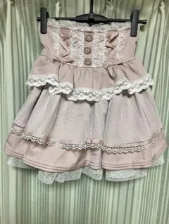 量産型 地雷 レースコルセット風フリルスカート ピンク