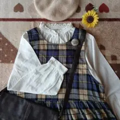 ぶーさんさま専用♡【未使用】チェック微起毛ノースリーブワンピース♡ナチュラン♡