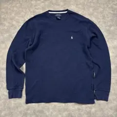 POLO RALPH LAUREN ロンT XL ネイビー ポニー刺繍 ワッフル