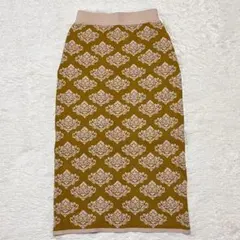 AS KNOW AS plus ダマスク柄ニットスカート【D1-58】