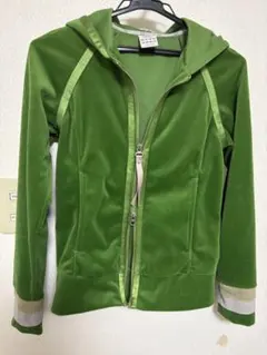 adidas ベロア　パーカー　ダブルジップ　緑　y2k