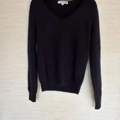 カシミヤ　100% ネイビー Vネック ニット M