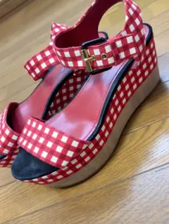 ヴィトン　ギンガムチェック柄 ウェッジソール サンダル【美品】のサムネイル
