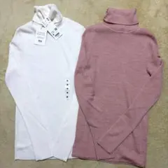 UNIQLO★メリノリブタートルネックセーター2枚セットMサイズ