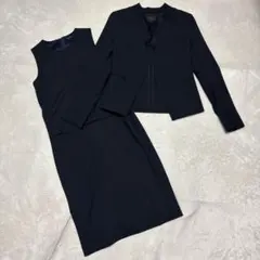 【美品】セオリー　セットアップ　ワンピース　ノースリーブ　ノーカラー　濃紺