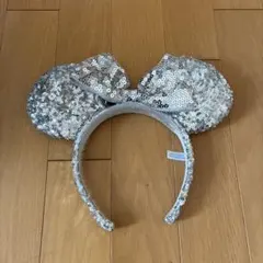 シルバーラメ ミッキー耳カチューシャ