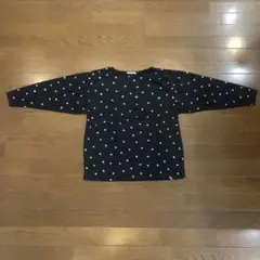 新品　日本製　ゆったりサイズ　長袖Tシャツ　星　スター　ブラック　ストレッチ