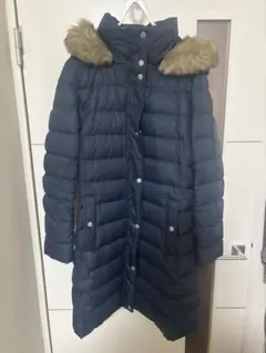 トミーヒルフィガー　ネイビー フード付きロングダウンジャケット