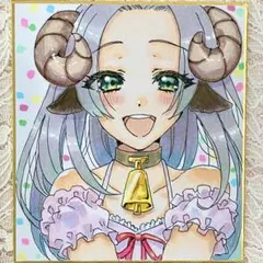 羊ちゃん　オリジナル手描きイラスト　コピック　ミニ色紙　アナログ