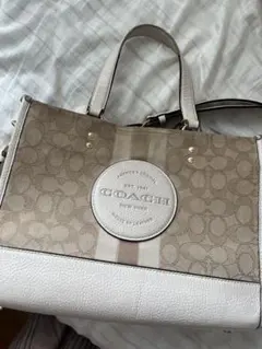 【値下げ可能】COACH ハンドバッグ ベージュ・ホワイト デンプシー